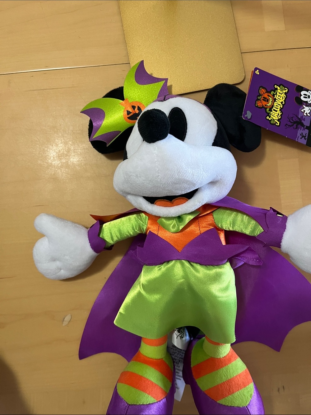 Disney Minnie Mouse Halloween Bat Plush - Purple & Green - Picture 2 of 4